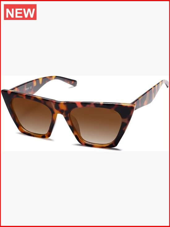 Trendy Square Cateye Polarized Sunglasses Oversized Frame Shades main image 5